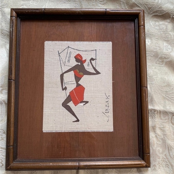 Vintage Framed Virgilio Nabais Brazilian Folk Art "Woman Dancing"